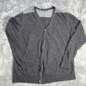 Daniele Blasi Mens Wool Blend Cardigan Sweater XL Grey ITALY Buttons Deep V Neck